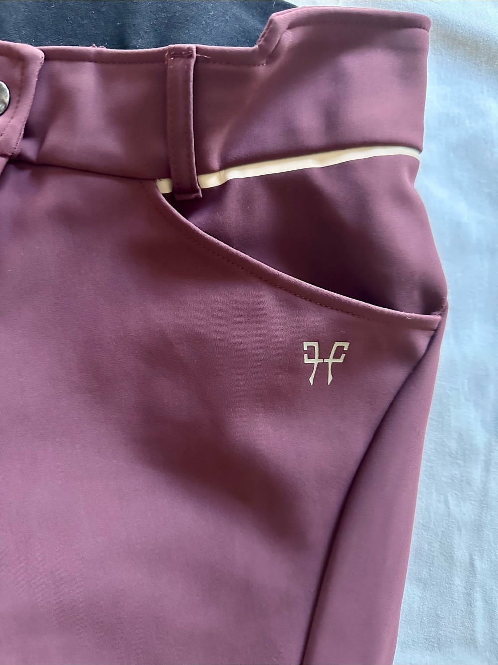 Women’s Burgundy Horse Pilot Riding Breeches - Picture 4 of 6